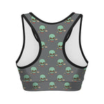 Cute Alien With Bow Tie Print Women's Sports Bra