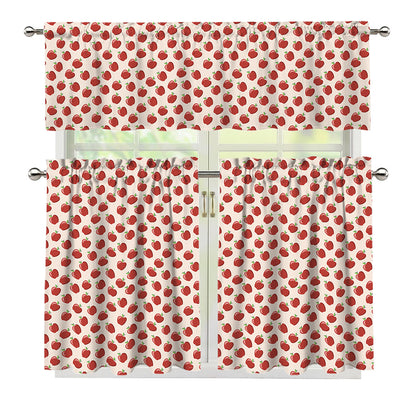 Cute Apple Pattern Print 3 Piece Kitchen Curtains