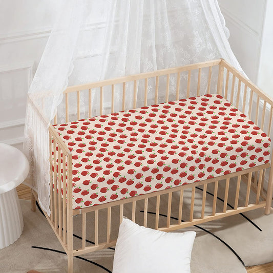 Cute Apple Pattern Print Baby Crib Sheet
