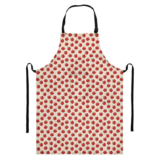 Cute Apple Pattern Print Bib Apron With Pocket