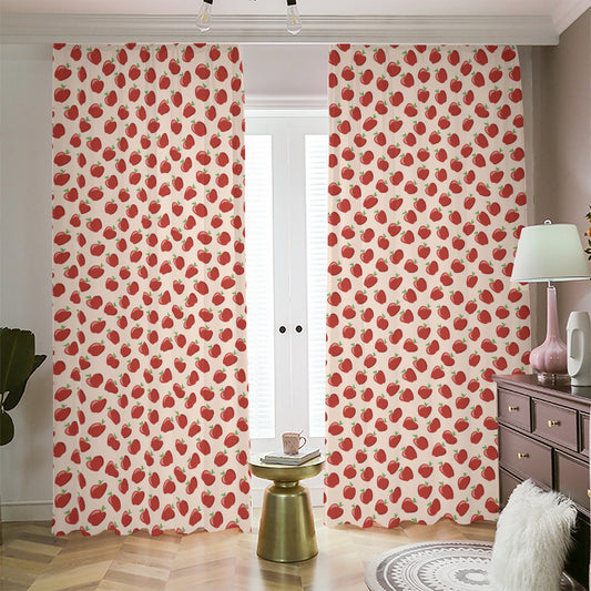 Cute Apple Pattern Print Blackout Pencil Pleat Curtains