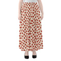 Cute Apple Pattern Print Chiffon Maxi Skirt