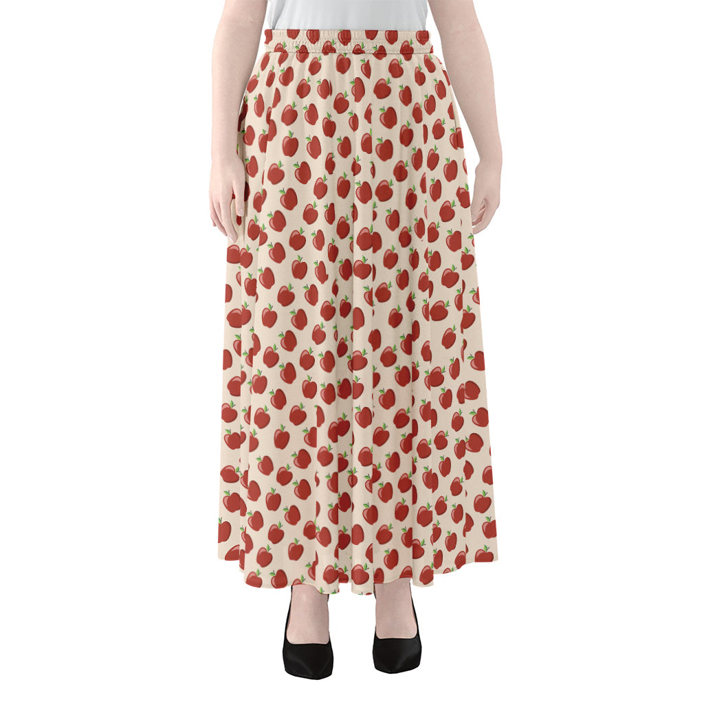 Cute Apple Pattern Print Chiffon Maxi Skirt
