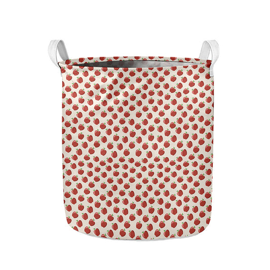 Cute Apple Pattern Print Collapsible Laundry Basket