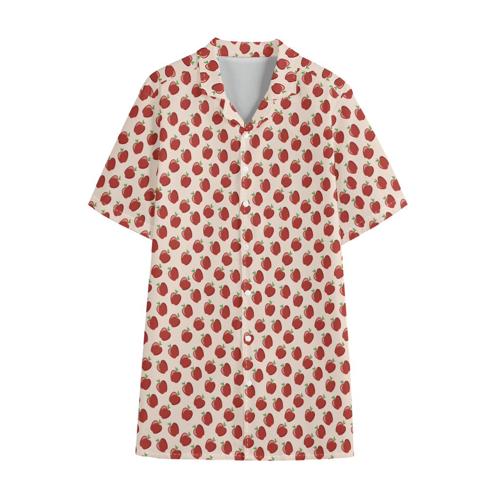 Cute Apple Pattern Print Cotton Hawaiian Shirt