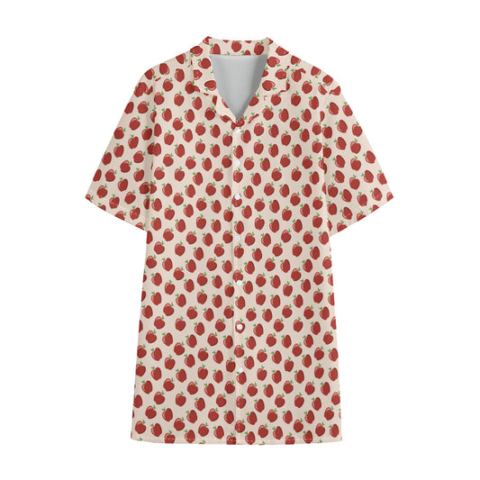 Cute Apple Pattern Print Cotton Hawaiian Shirt