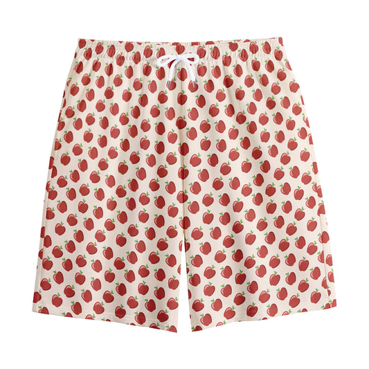 Cute Apple Pattern Print Cotton Shorts