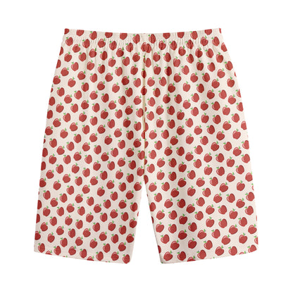Cute Apple Pattern Print Cotton Shorts