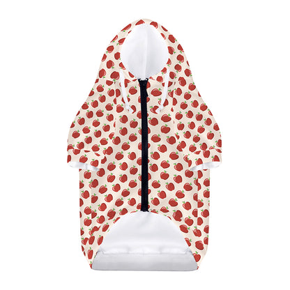 Cute Apple Pattern Print Dog Zip Up Hoodie
