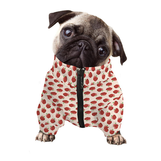 Cute Apple Pattern Print Dog Zip Up Jacket