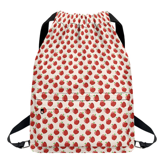 Cute Apple Pattern Print Drawstring Backpack