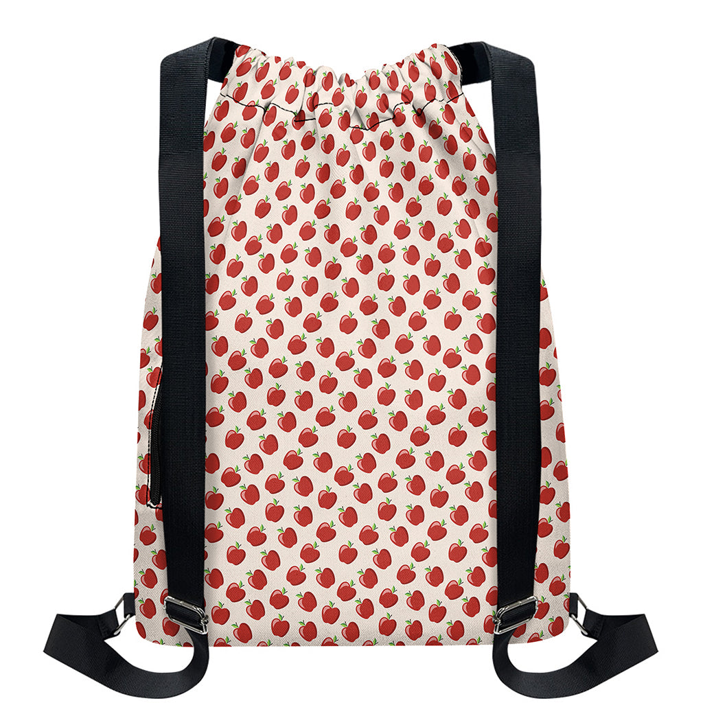 Cute Apple Pattern Print Drawstring Backpack