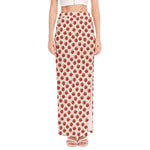 Cute Apple Pattern Print High Slit Maxi Skirt