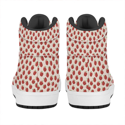 Cute Apple Pattern Print High Top Leather Sneakers