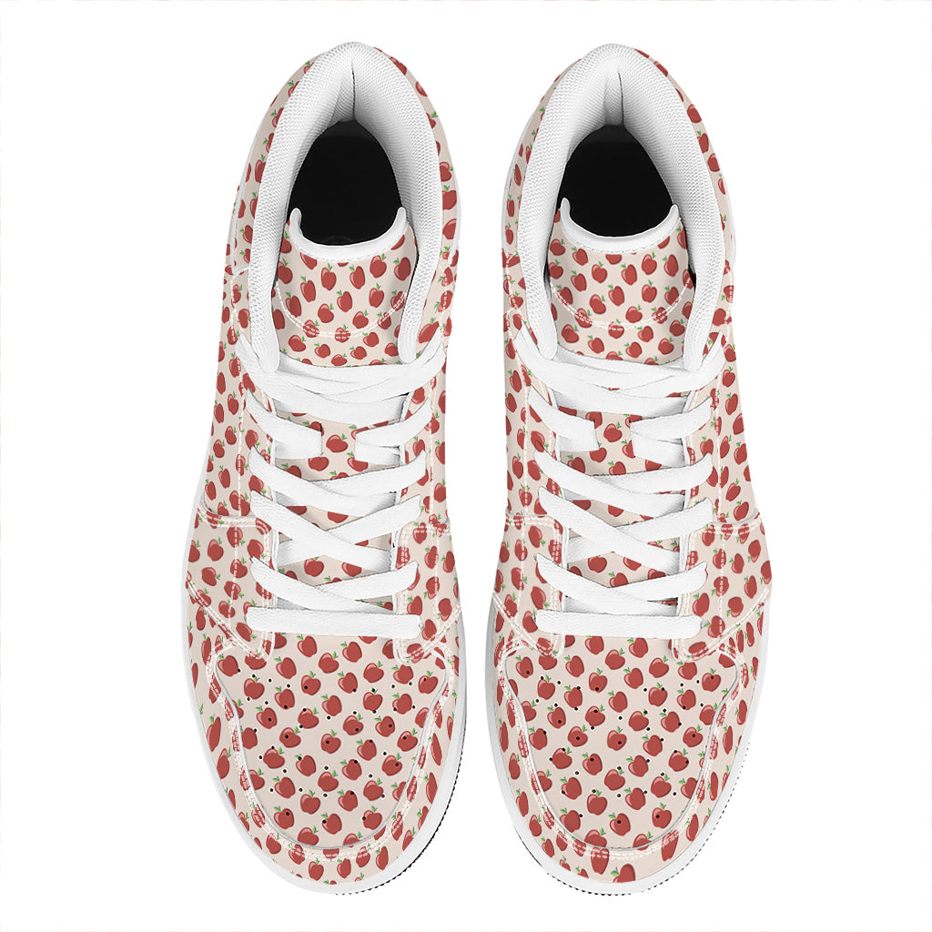Cute Apple Pattern Print High Top Leather Sneakers