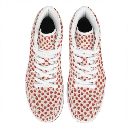 Cute Apple Pattern Print High Top Leather Sneakers