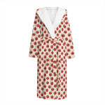 Cute Apple Pattern Print Hooded Bathrobe