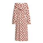 Cute Apple Pattern Print Hooded Bathrobe