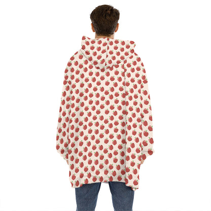 Cute Apple Pattern Print Hoodie Blanket