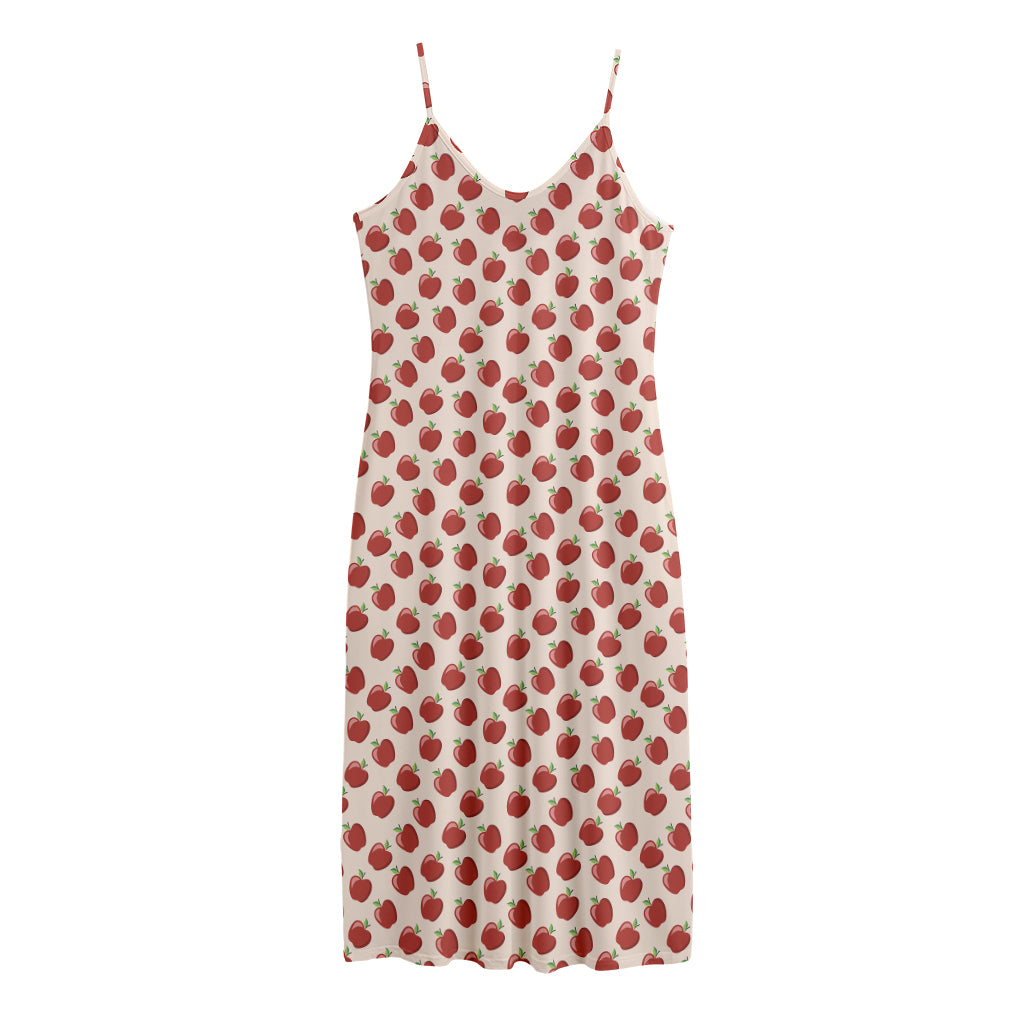 Cute Apple Pattern Print Jersey Midi Cami Dress