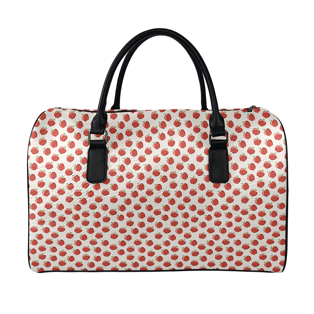 Cute Apple Pattern Print Leather Duffle Bag