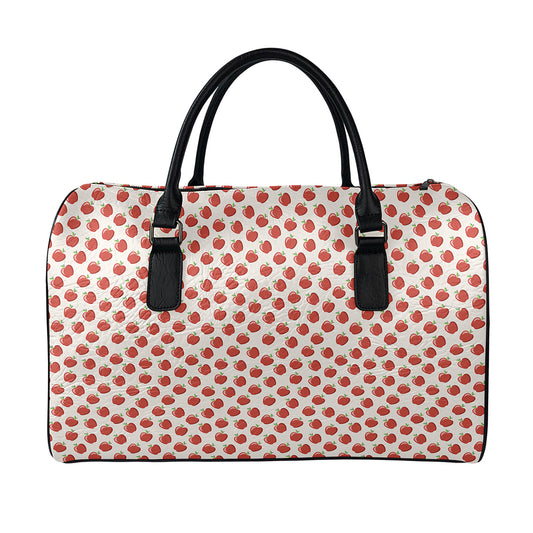 Cute Apple Pattern Print Leather Duffle Bag