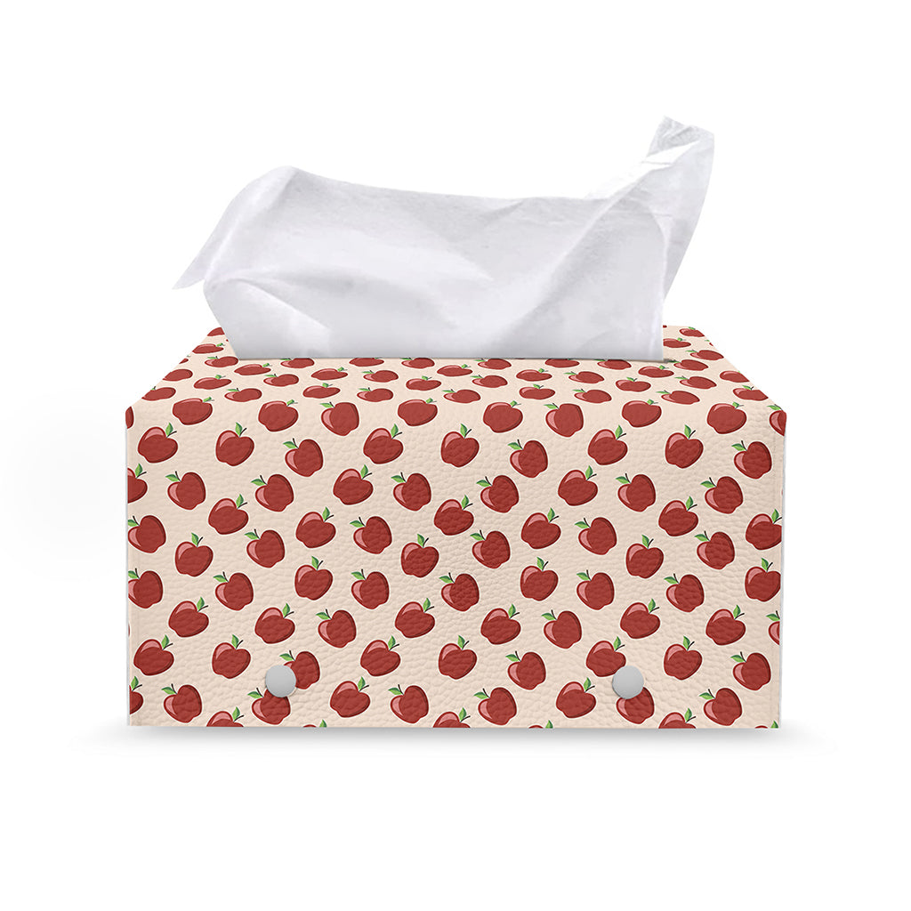 Cute Apple Pattern Print Leather Tissue Box Cover