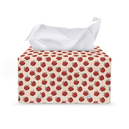 Cute Apple Pattern Print Leather Tissue Box Cover