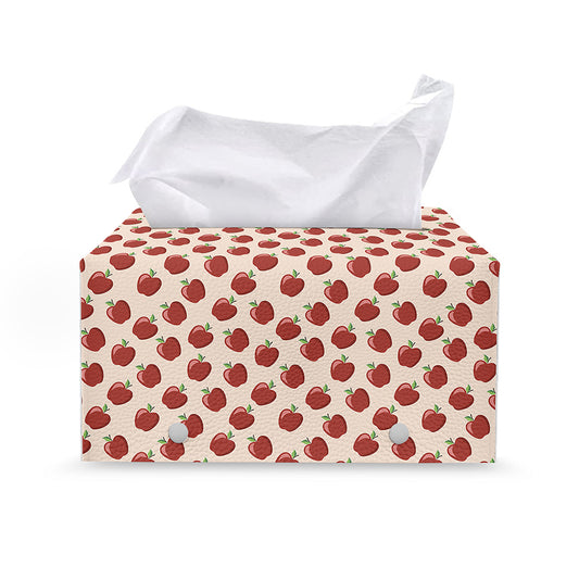 Cute Apple Pattern Print Leather Tissue Box Cover