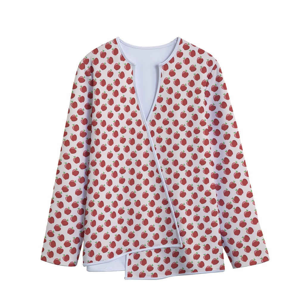 Cute Apple Pattern Print Long Sleeve Short Coat