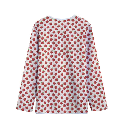 Cute Apple Pattern Print Long Sleeve Short Coat
