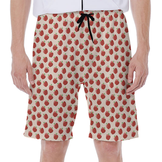 Cute Apple Pattern Print Men's Beach Shorts
