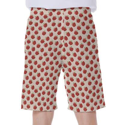 Cute Apple Pattern Print Men's Beach Shorts