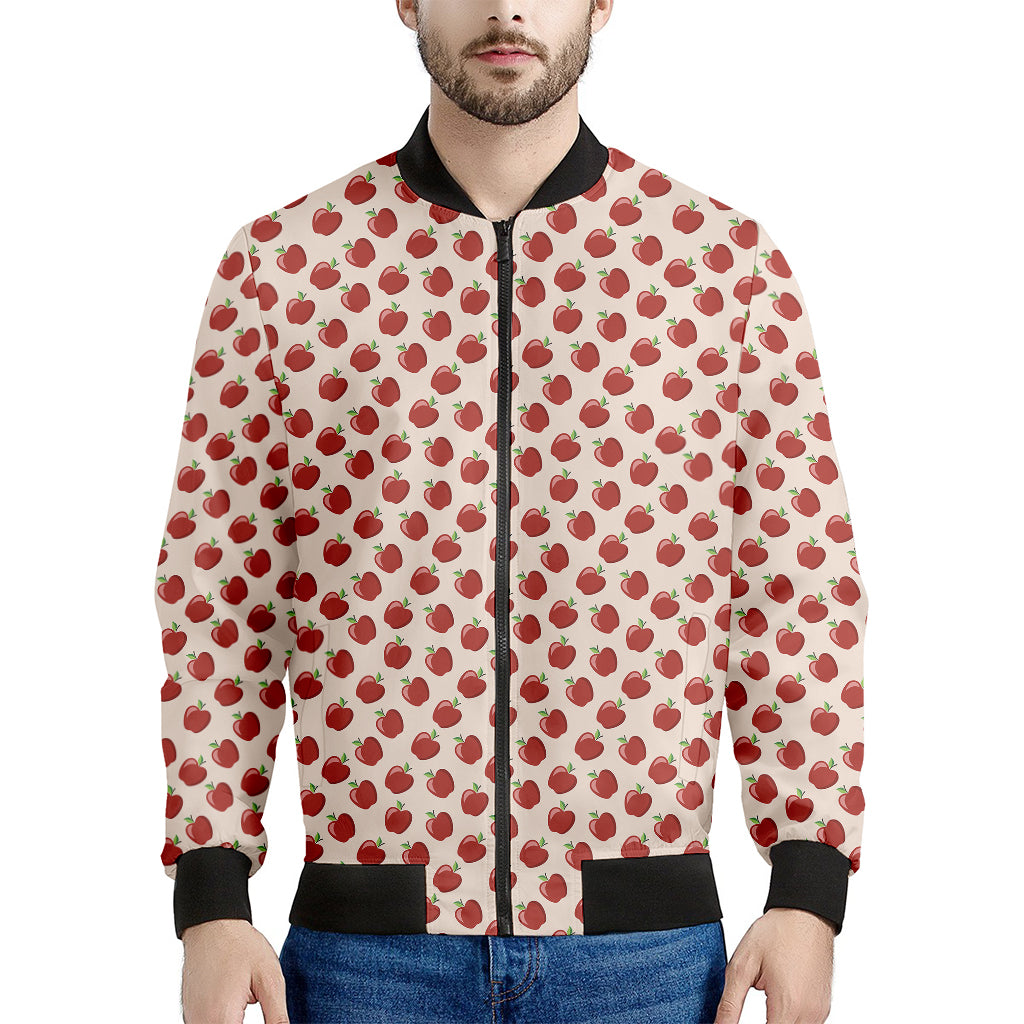 Cute Apple Pattern Print Men's Bomber Jacket