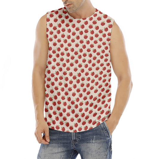 Cute Apple Pattern Print Men's Fitness Tank Top