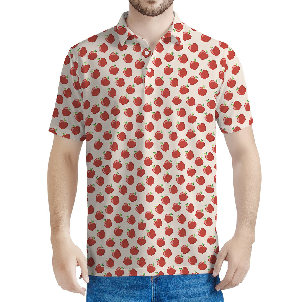 Cute Apple Pattern Print Men's Polo Shirt