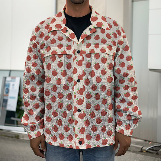 Cute Apple Pattern Print Men's Shirt Jacket