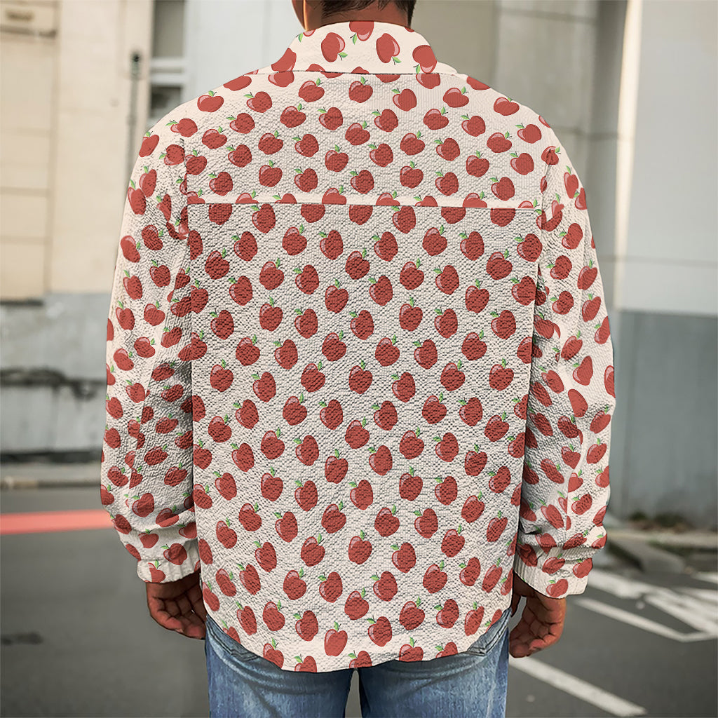Cute Apple Pattern Print Men's Shirt Jacket