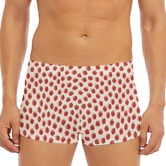 Cute Apple Pattern Print Men's Short Boxer Briefs