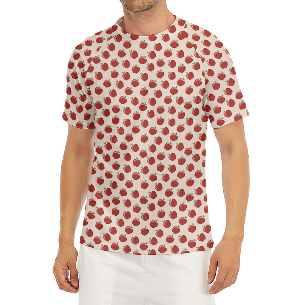 Cute Apple Pattern Print Men's Short Sleeve Rash Guard