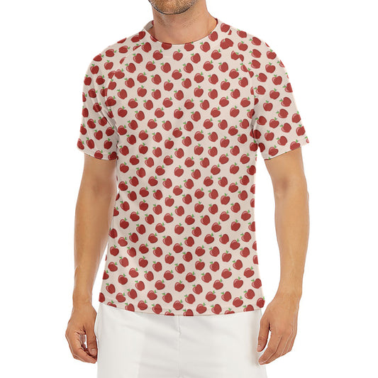 Cute Apple Pattern Print Men's Short Sleeve Rash Guard