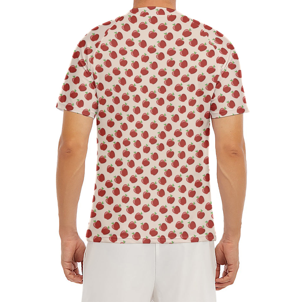 Cute Apple Pattern Print Men's Short Sleeve Rash Guard