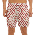 Cute Apple Pattern Print Men's Split Running Shorts