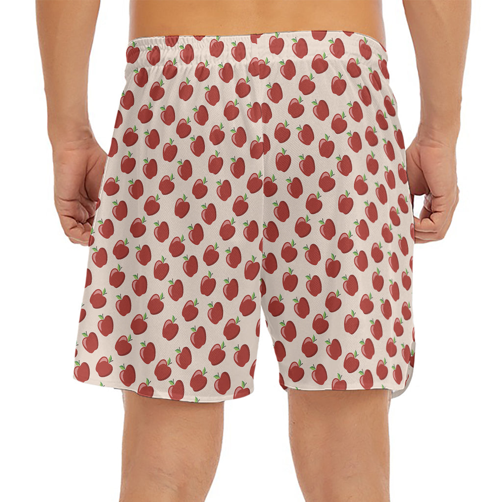 Cute Apple Pattern Print Men's Split Running Shorts