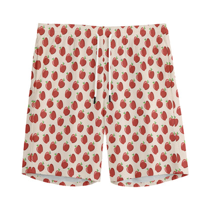 Cute Apple Pattern Print Men's Sports Shorts
