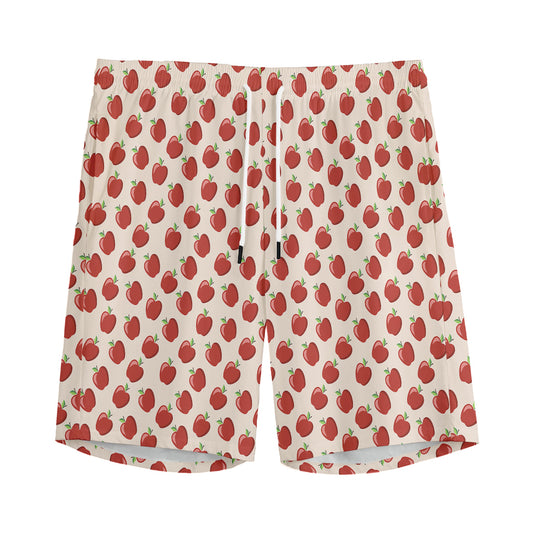 Cute Apple Pattern Print Men's Sports Shorts