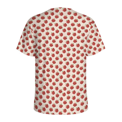 Cute Apple Pattern Print Men's Sports T-Shirt
