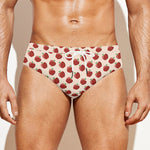 Cute Apple Pattern Print Men's Swim Briefs