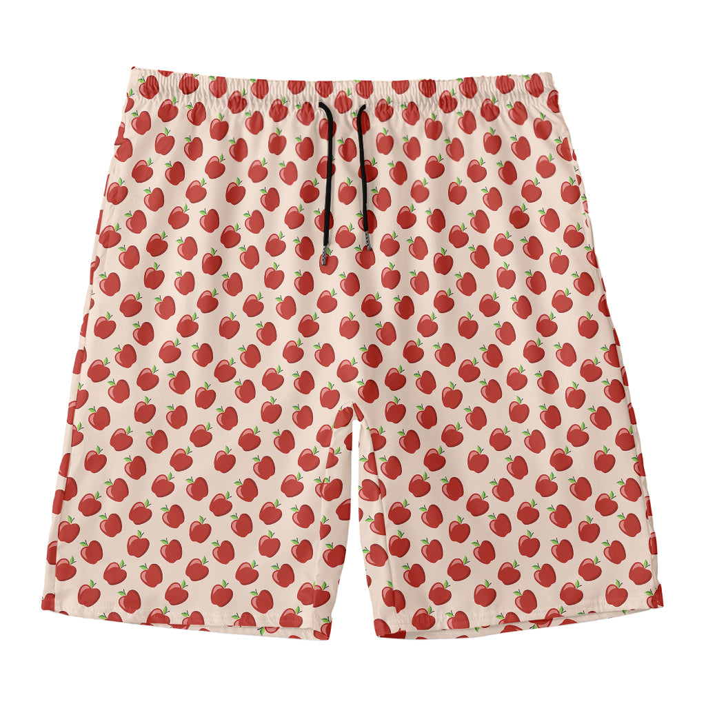 Cute Apple Pattern Print Men's Swim Trunks
