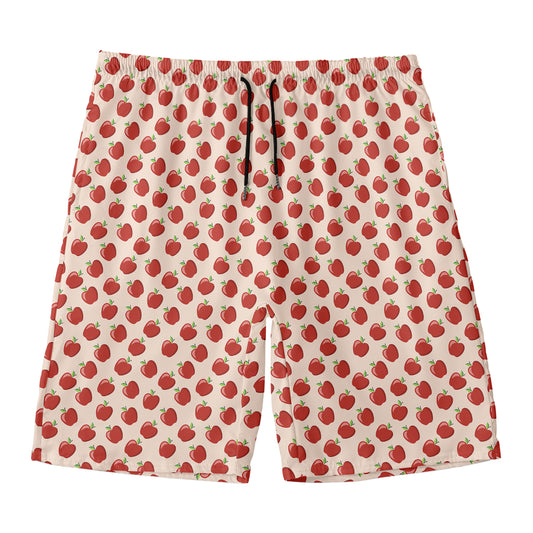 Cute Apple Pattern Print Men's Swim Trunks